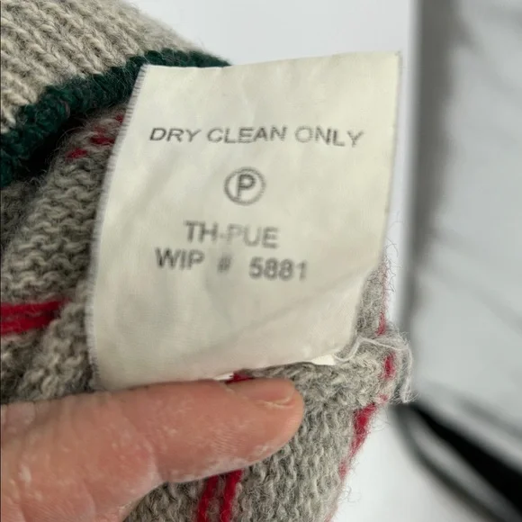 Vintage Woolrich Gray Fair Isle Wool Cardigan Sweater Nordic Button Front Size L - Picture 5 of 11